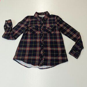 Papermoon Size Small Navy Plaid Button Down